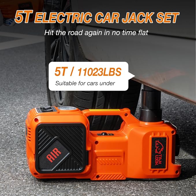 Electric Car Jack Kit with Hydraulic Lift 5-Ton, Tire Inflator Heavy-Duty 12V - Image 3