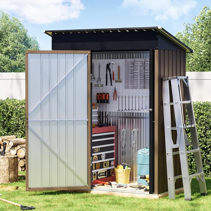Breezz 5x3FT Vertical Outdoor Steel Storage Shed by BreezZ