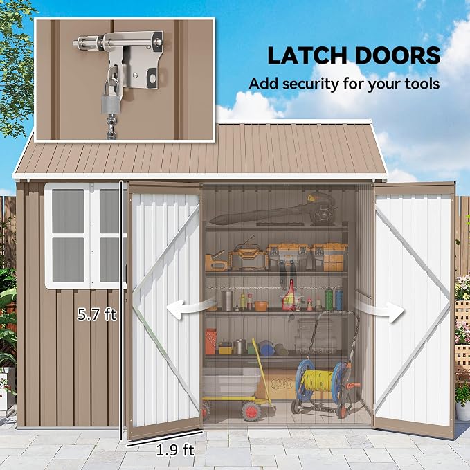 Outsunny 8' x 6' Outdoor Storage Shed, Metal Garden Shed - Image 6