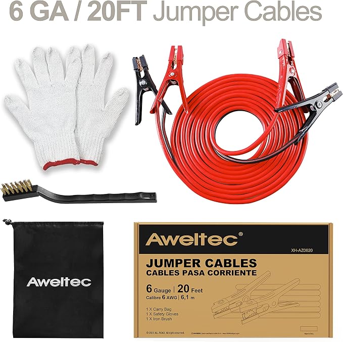 Jumper Cables 6 Gauge 20 Feet Battery Jumper Cables - Image 2