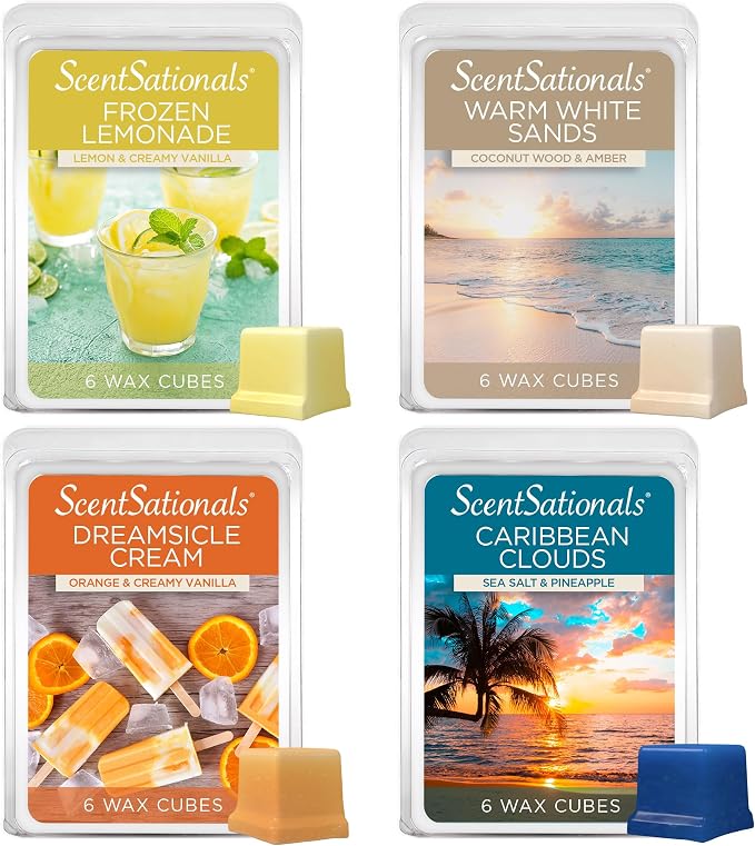 Scentsationals Wax Melts Staycation 4-Pack – Long Lasting Wax Cubes by Scentsationals