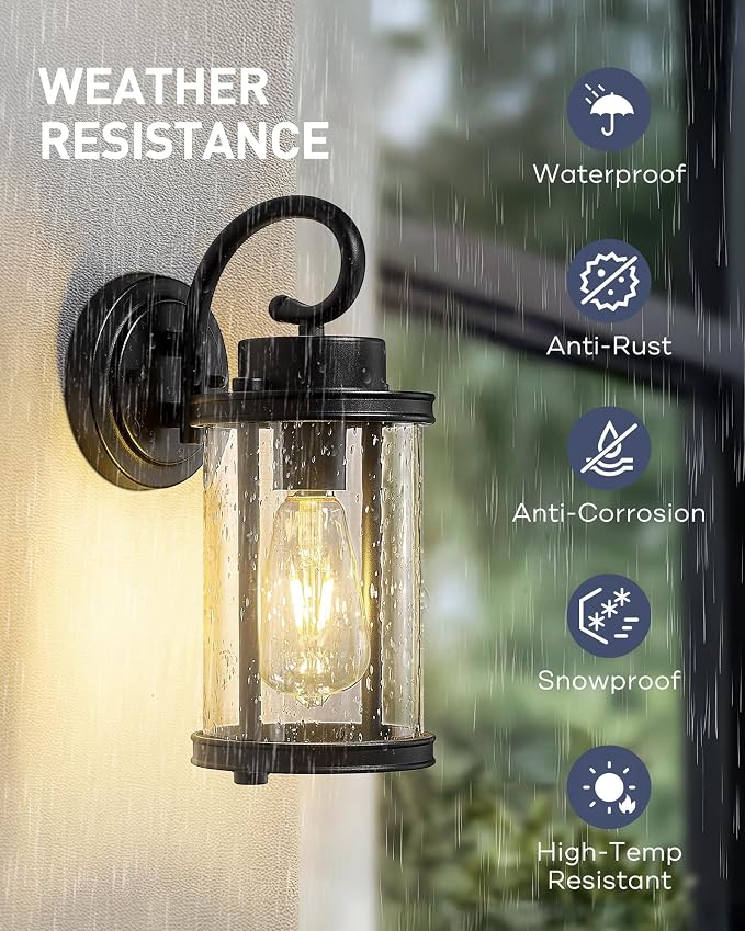 kudos Porch Lights, 12.5 inch Cylinder Outdoor Wall Light, E26 Sockets - Image 2