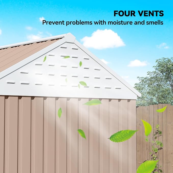 Outsunny 8' x 6' Outdoor Storage Shed, Metal Garden Shed - Image 5