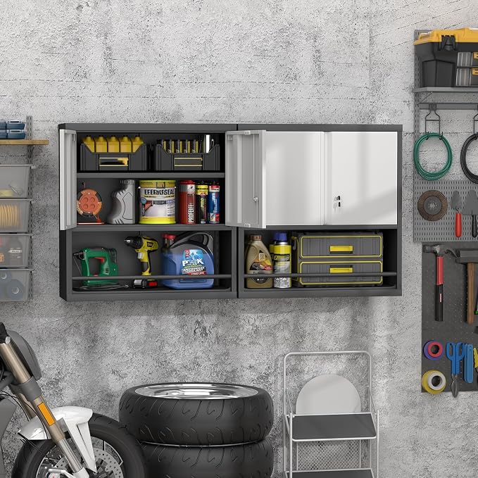 GREATMEET 31" H Metal Garage Storage Cabinets, Wall Cabinet Storage, Lockable - Image 2