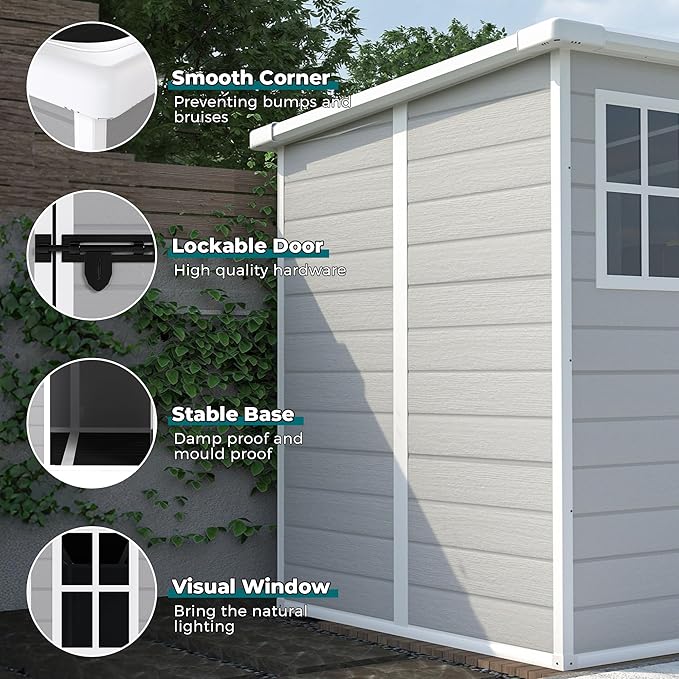 MyVoice 6x6 FT Outdoor Resin Storage Shed - Image 2