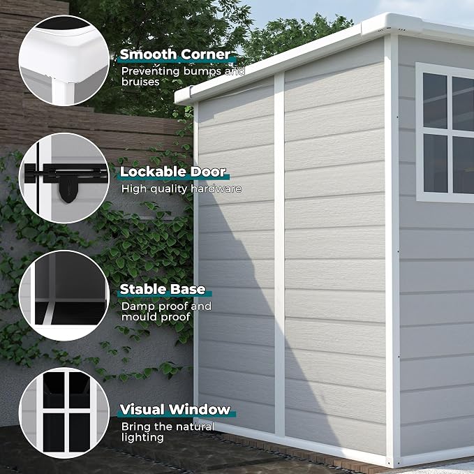 6x6 FT Outdoor Storage Resin Shed - Image 3
