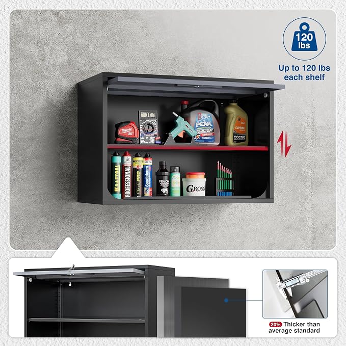 Metal Storage Cabinet Black&Gray Wall Cabinets - Image 5