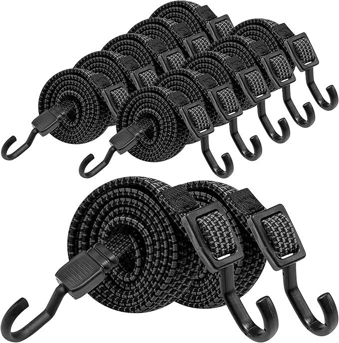 Bungee Cords with Hooks, 40 Inch Flat Adjustable Bungee Cords with Hooks Heavy by Rugtol