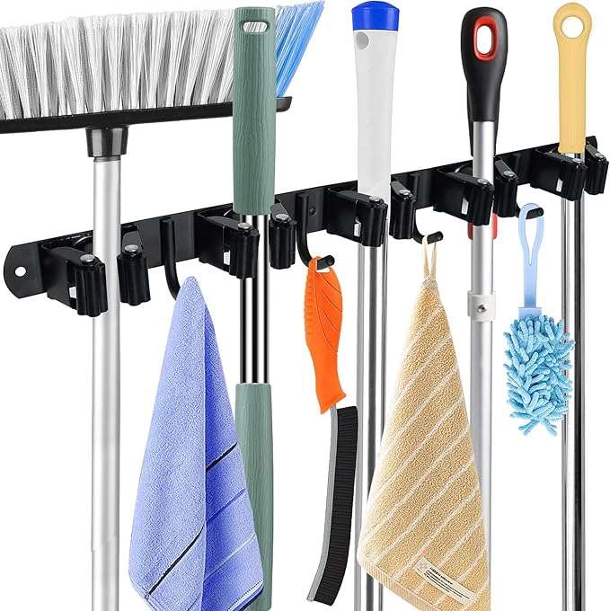 Huryfox Mop and Broom Holder Wall Mounted by Hurfox