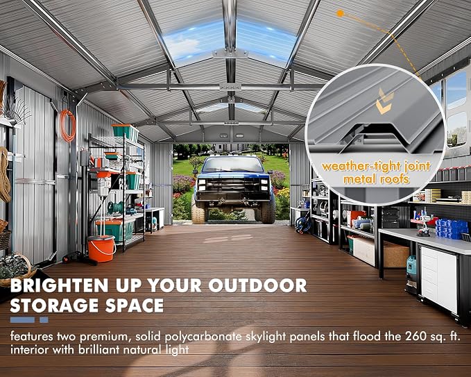 Metal Garage Shed 13x20x​​8.5', Large Outdoor Storage Building, - Image 3