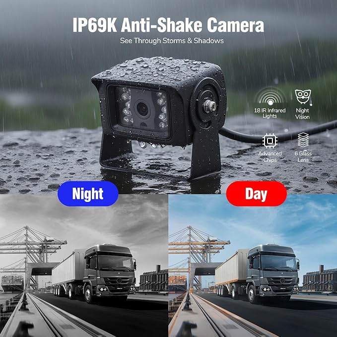 7-inch AHD1080P Wired RV Backup Camera System, IP69k Waterproof IR Night Vision - Image 4