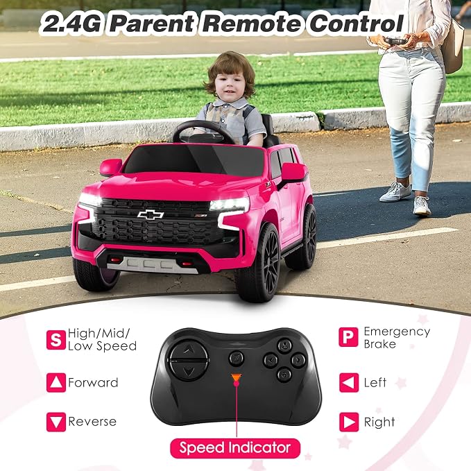 HONEY JOY Ride On Truck, 12V Licensed Chevrolet Tahoe, Chevy Electric Vehicle - Image 5