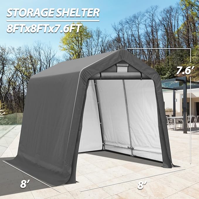 8x8Ft Ourdoor Storage Shed Shelter, Portable Shed Garage - Image 2