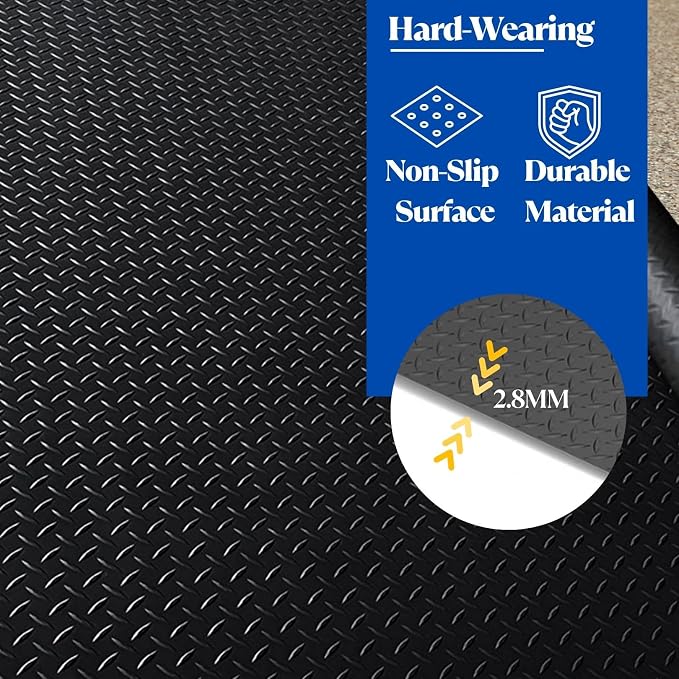 BESEA 4 x 10 FT Garage Floor Mat, Heavy Duty Diamond Plate Rubber Parking Mat – - Image 8