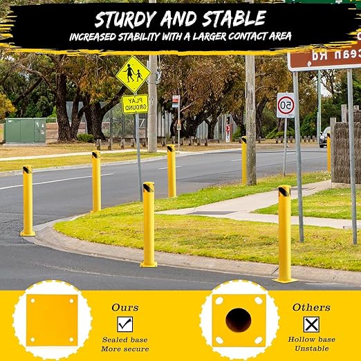 2 Pack Safety Bollard Post, 48 Inch Height 4.5 Inch Diameter Yellow Pipe Safety - Image 6