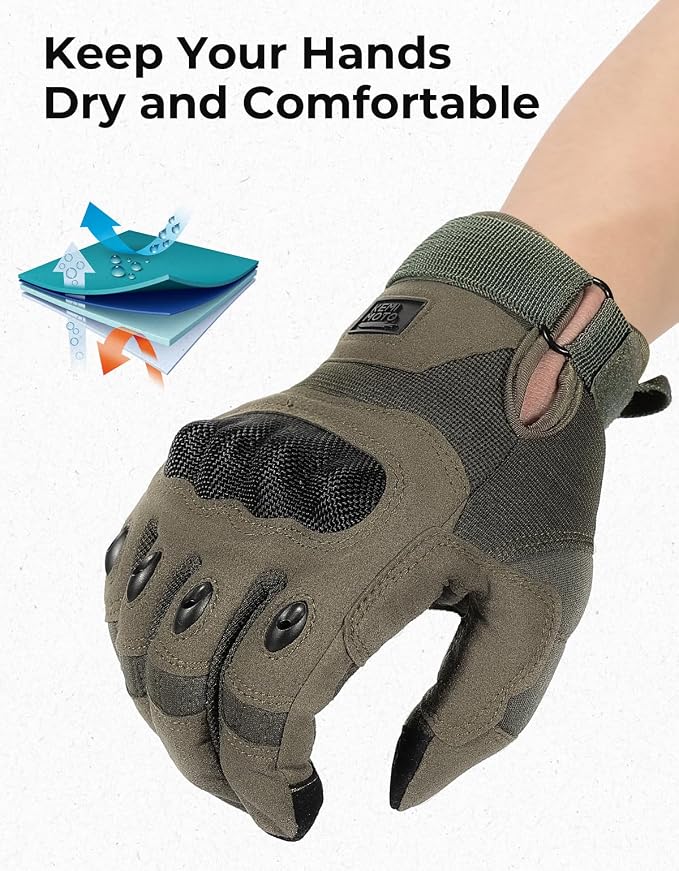 KEMIMOTO Tactical Gloves for Men, Touchscreen Motorcycle Gloves - Image 6