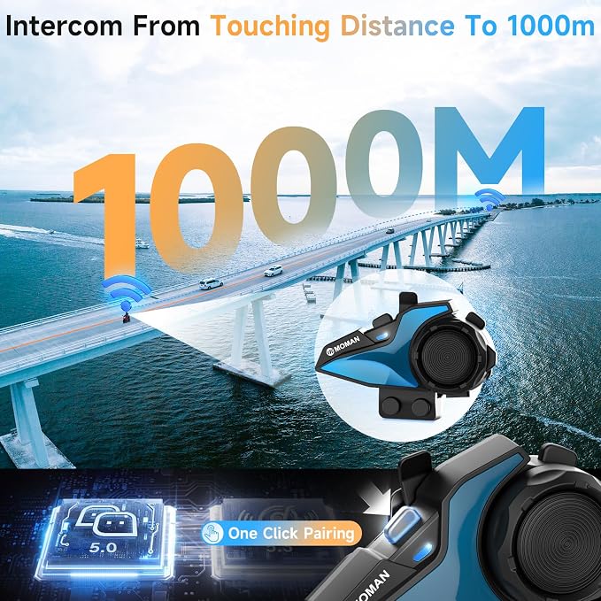 Motorcycle Intercom Headset, Moman H2E Eagle-Like Communication System - Image 4