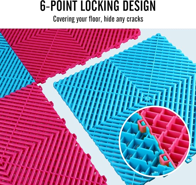 15.7"x15.7" Garage Flooring Tiles, Non-Slip Interlocking Plastic Garage Floor - Image 2