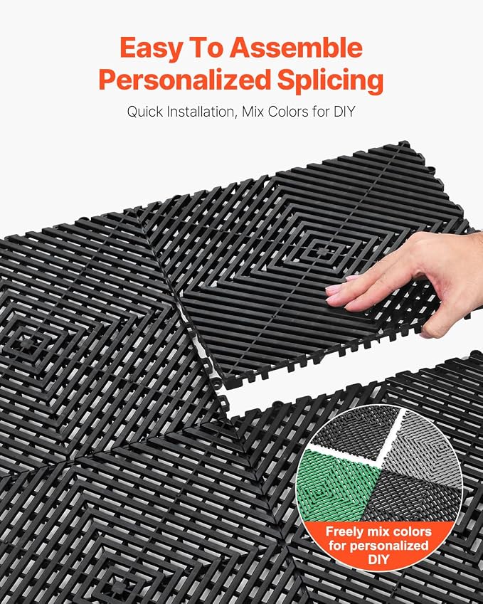 VEVOR Interlocking Drainage Mat, 12” x 12” Modular Interlocking Cushion - Image 5