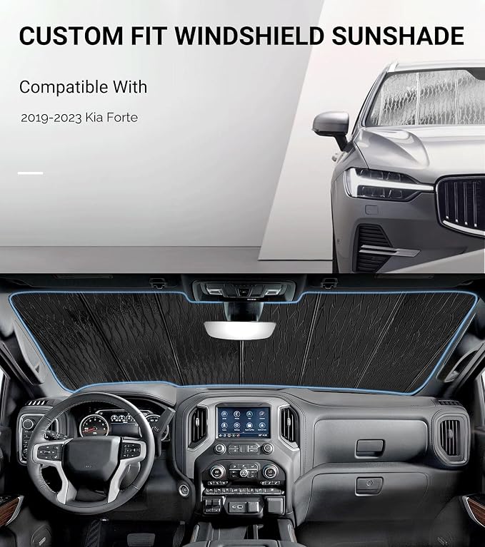 Windshield Sun Shade for Kia Forte 2019-2024, Front Window Sunshade Shield - Image 2