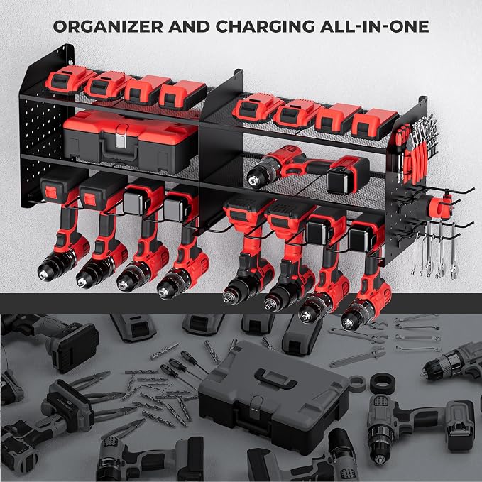TRZZ 2-in-1 Power Tool Organizer Wall Mount, 3-Layer Drill Holder - Image 3