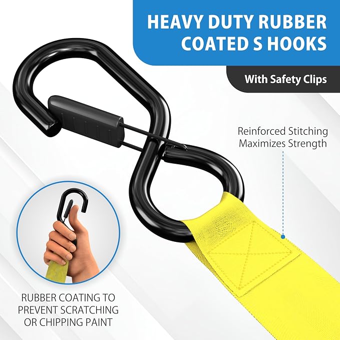 HandT USA Based Retractable Ratchet Straps 1in x 6ft - Image 3