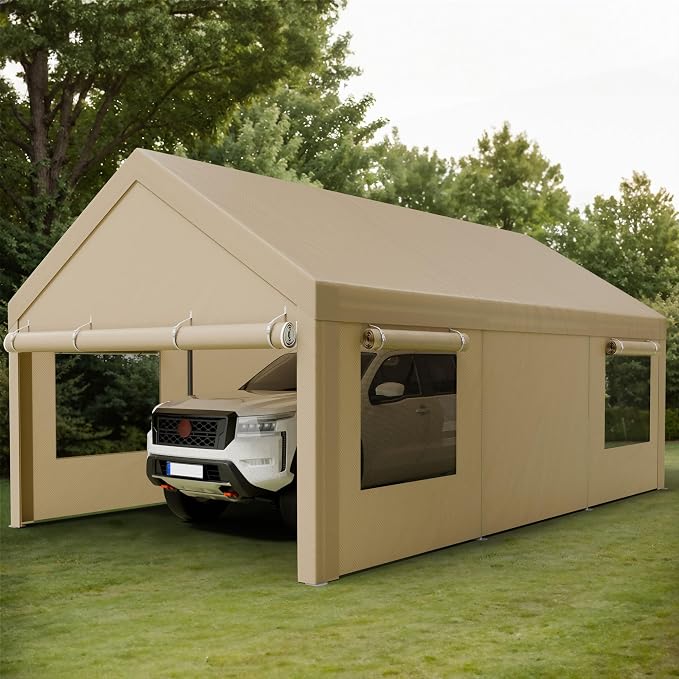 Shintenchi Carport 10' x 20' Heavy Duty Portable Garage, Car Port Canopy - Image 8