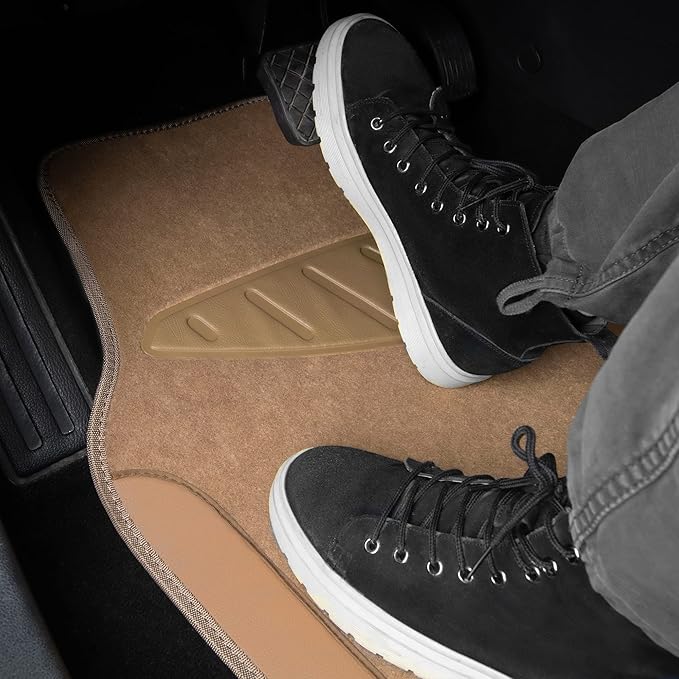 CAR PASS Beige Leather & Waterproof Car Carpet Floor Mats, Universal Car Mats - Image 4