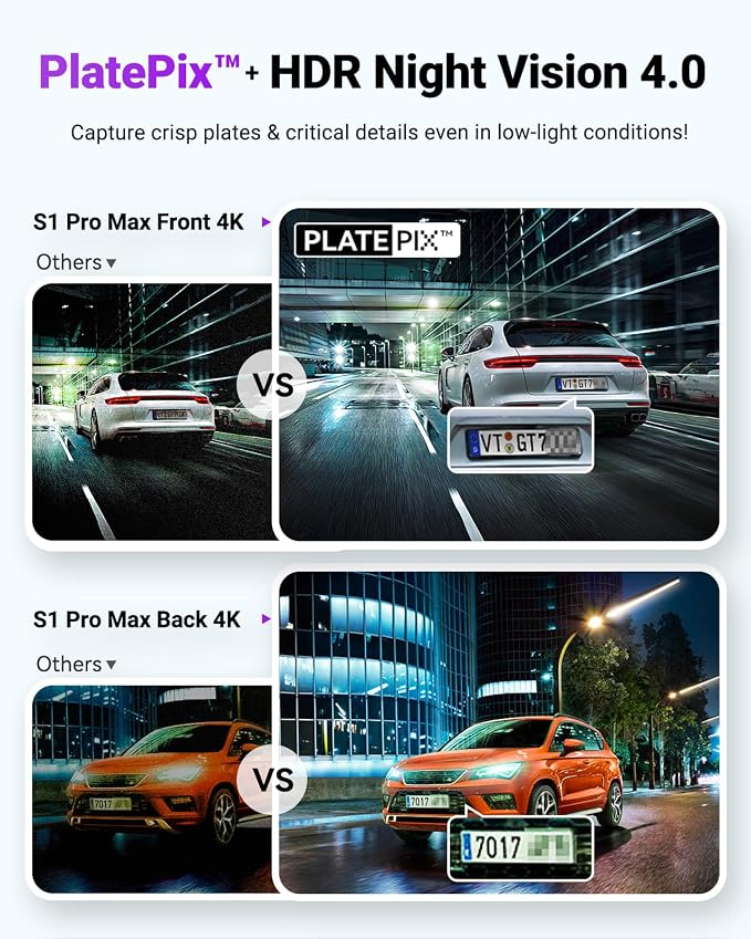 Vantrue S1 Pro Max 4K+4K Dash Cam Front and Rear, Dual 2160P Dash Camera - Image 3