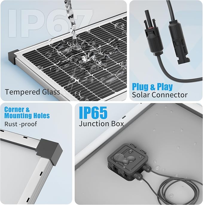 Solar Panel Charger Kit: 100W 12V Solar Panel - Image 2