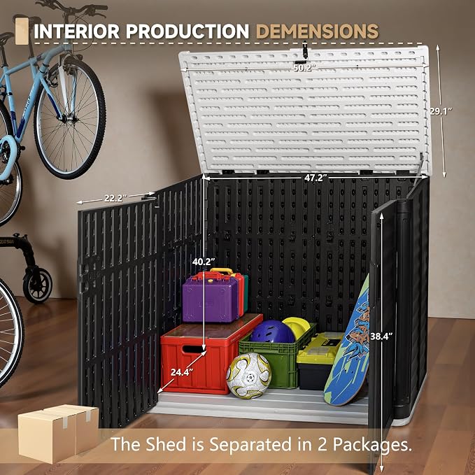 Devoko Resin Outdoor Storage Shed, 34 Cu Ft Outdoor Storage Cabinet Without - Image 5