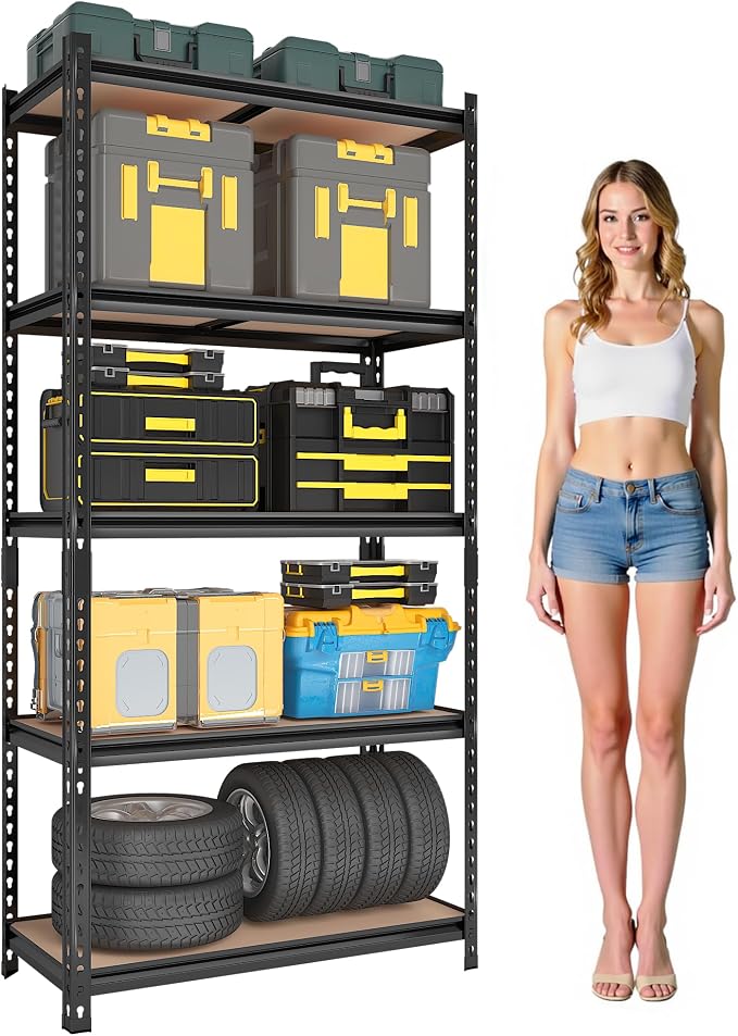 72" H Metal Storage Shelves 1500LBS Heavy Duty, 5 Tier Garage Shelving Unit by Unknown