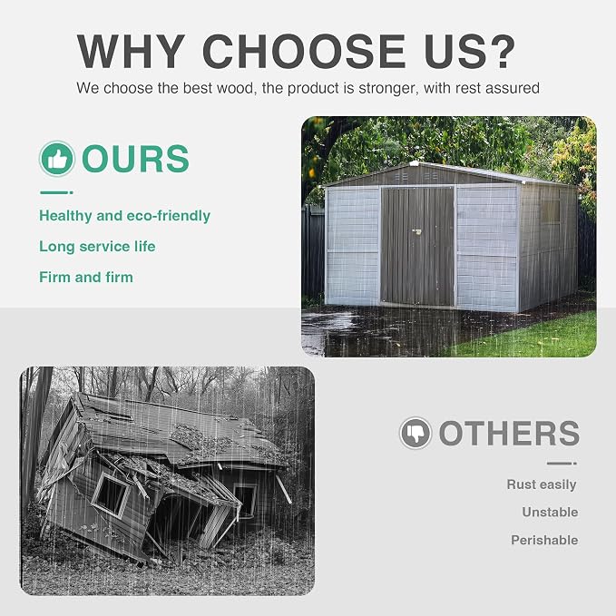 MyVoice 3x5 FT Wooden Outdoor Storage Shed - Image 5