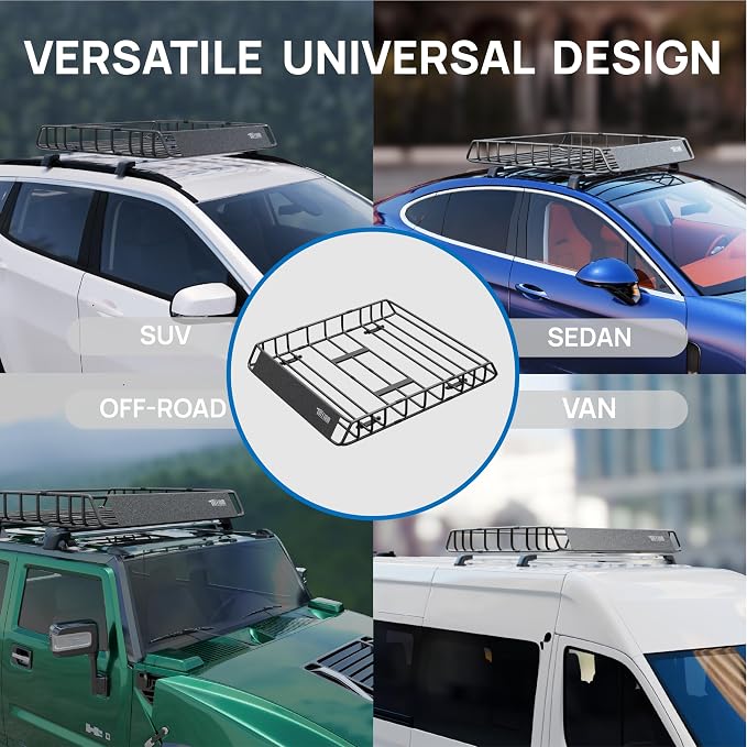 Bonnlo 250lbs Rooftop Cargo Carrier, 46×36×6inch Universal Roof Rack Basket - Image 7
