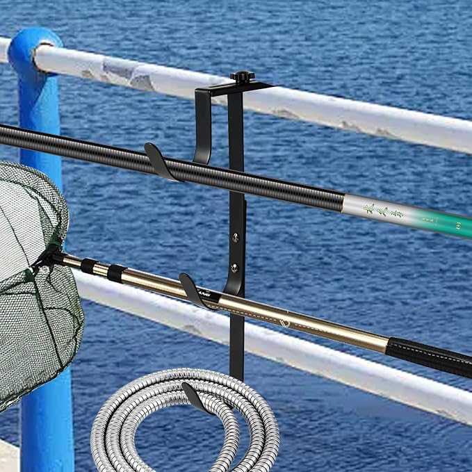 2Pcs Black Pool Pole Hangers, Adjustable Heavy Duty Swimming Pool Fence Hooks - Image 4