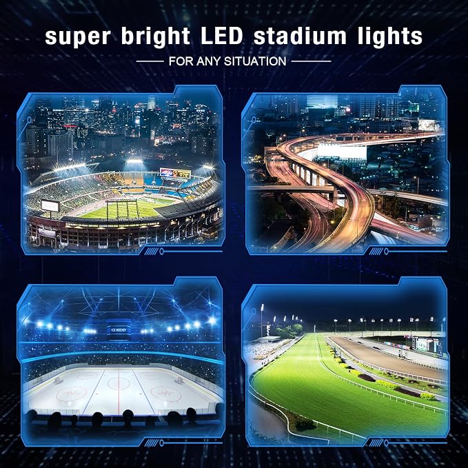 Stadium Lights Outdoor LED, 600W Heavy-Duty Sport Court Floodlight Super Bright - Image 7