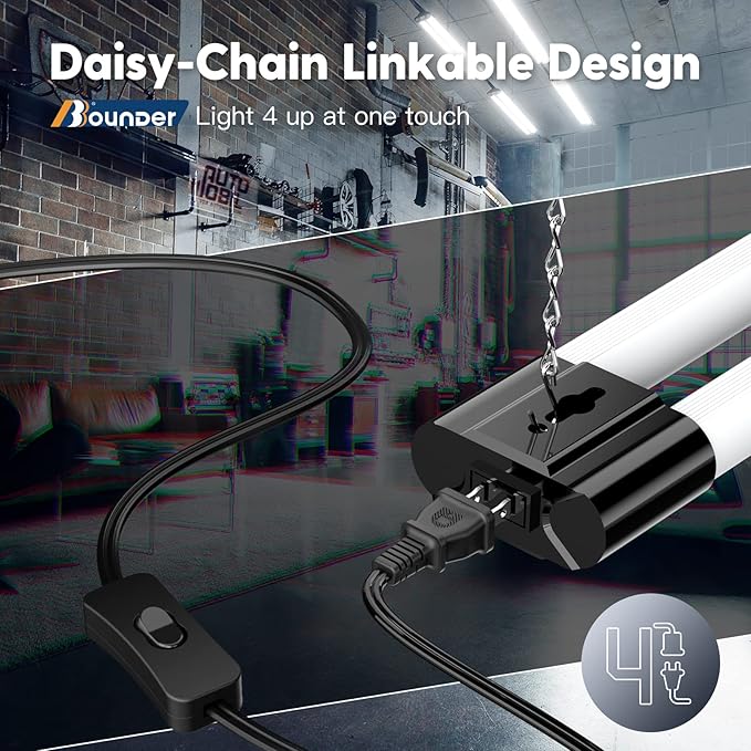 Bbounder 10 Pack Linkable LED Utility Shop Light, 4 FT Integrated Fixture - Image 5