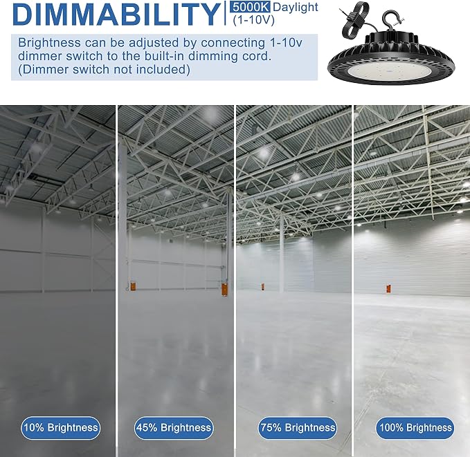 300W LED High Bay Light, UL&DLC Listed 41000LM Dimmable UFO High Bay Lights - Image 3