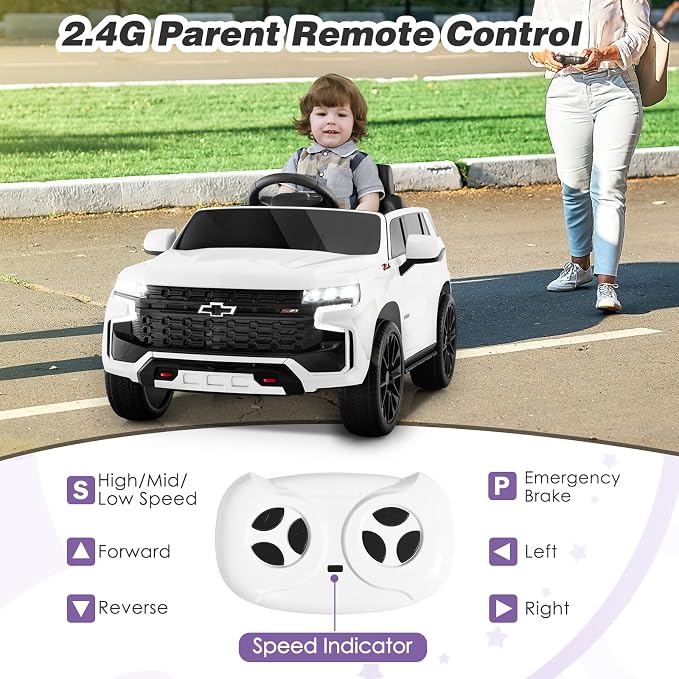 HONEY JOY Ride On Truck, 12V Licensed Chevrolet Tahoe, Chevy Electric Vehicle - Image 5