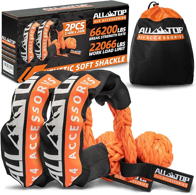 ALL-TOP Synthetic Soft Shackle Rope 3/4in x 24in UHMWPE Recovery Tow Shackles by ALL-TOP4X4