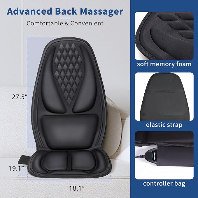 Back Massage Chair Pad with 3D Lumbar Support, Electric Back Massager - Image 6