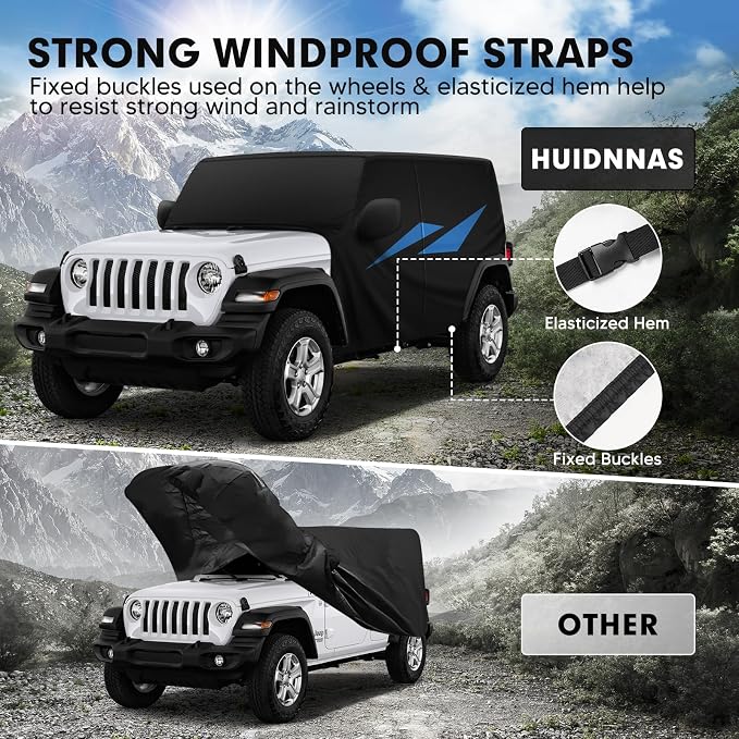 Car Cover for Jeep Wrangler JK JL 4 Door 2007-2025 Waterproof All Weather Car - Image 5