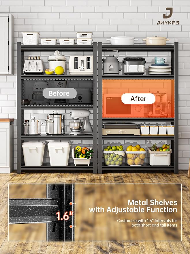 JHYKHG 72" H Storage Shelves, 5-Tier Heavy Duty Garage Shelving, Adjustable - Image 3