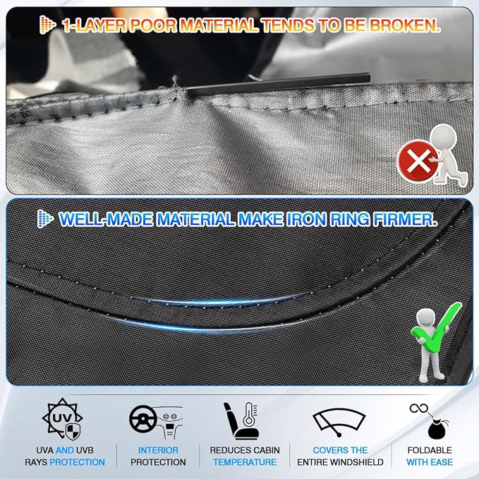 Windshield Sun Shade for 2022-2025 2026 Nissan Frontier Accessories Thicken - Image 4