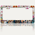 Sugar Skull License Plate Frame Skeleton Flowers License Plate Holders Funny by RTINRAN