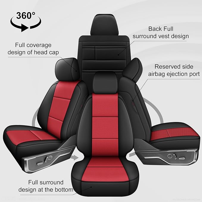 AOMSAZTO Front Seat Covers for Ford F150 XL XLT: 2015-2024 SuperCrew & F250 - Image 5