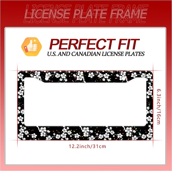 Personalized License Plate Frame White Cherry Blossoms Stainless Steel - Image 2