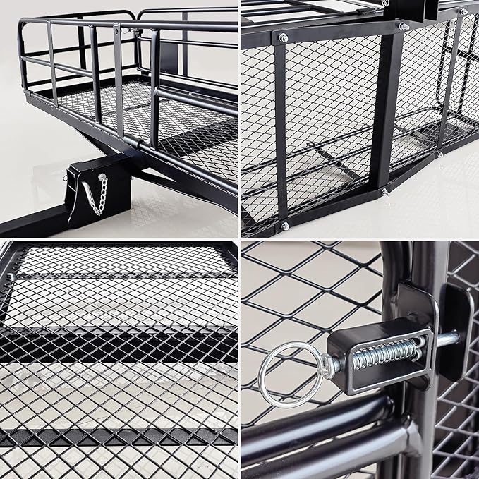 MeeFar High Rail Trailer Folding Hitch Mount Cargo Carrier Basket 60" X 24" X - Image 7