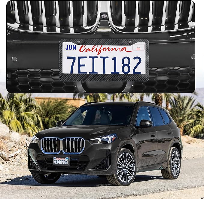 LivTee Carbon Fiber License Plate Frames, 2 Holes Stainless Steel License Plate - Image 2