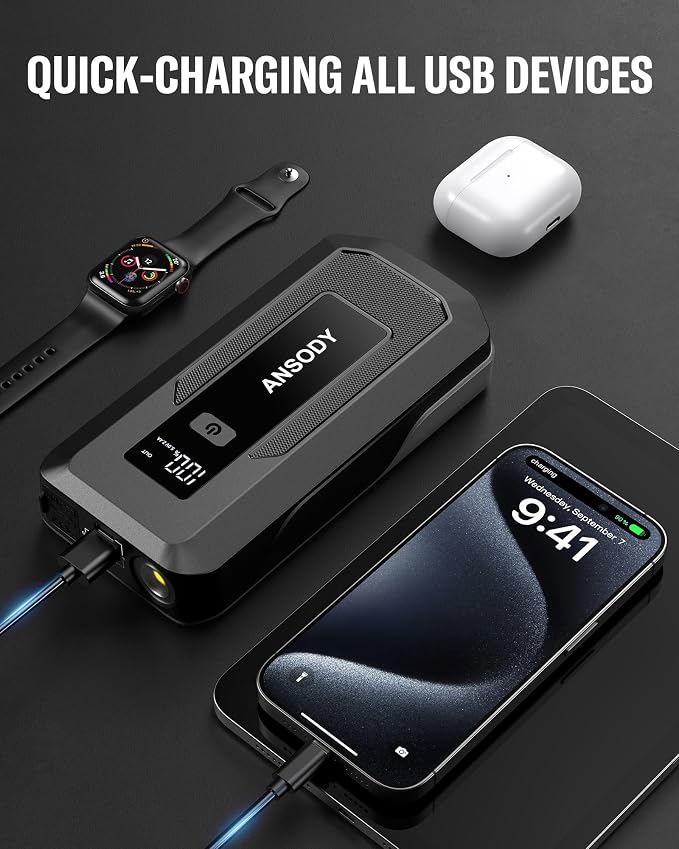 3000A Peak Car Jump Starter, Battery Booster - Image 5